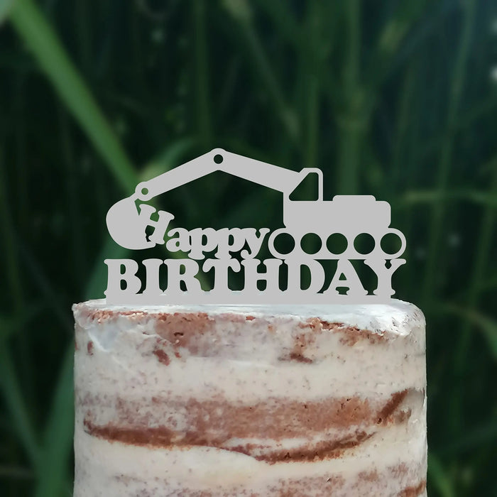 Cake Topper (Happy Birthday) Geburtstag Bagger Deko (Beere)