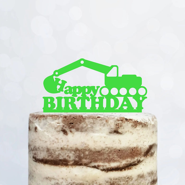 Cake Topper (Happy Birthday) Geburtstag Bagger Deko (Beere)