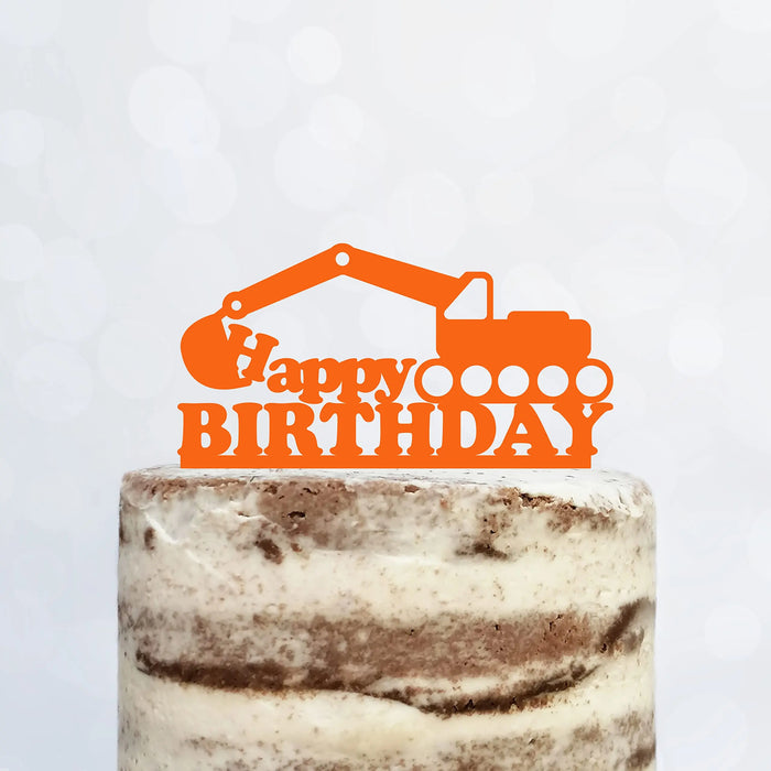 Cake Topper (Happy Birthday) Geburtstag Bagger Deko (Beere)