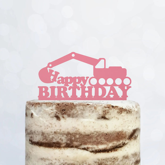 Cake Topper (Happy Birthday) Geburtstag Bagger Deko (Beere)