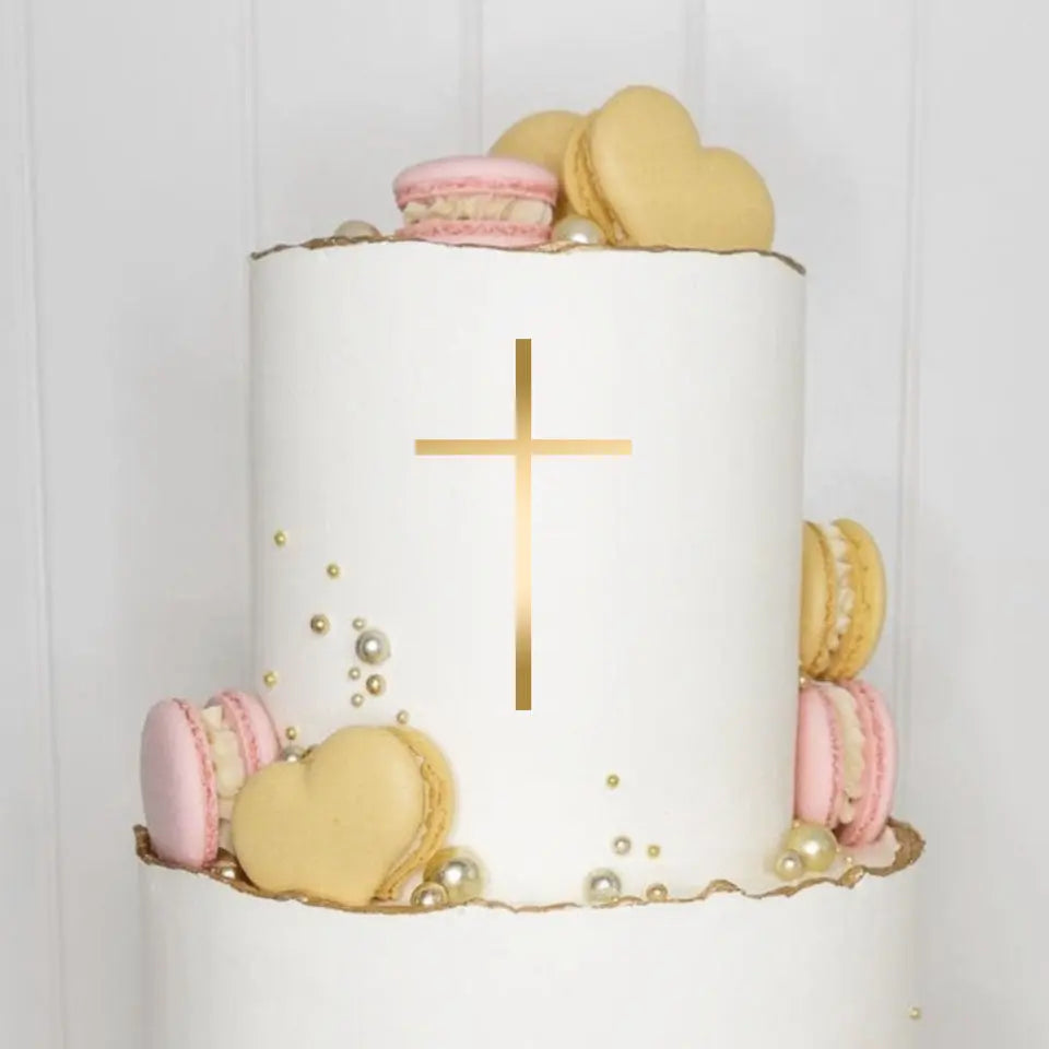 Cake Topper (Kreuz) Charm, Acryl/Holz, Taufe, Kommunion, Konfirmation, Firmung, Tortenstecker, Torte, Kuchen, Stecker, Deko, Caketopper becline