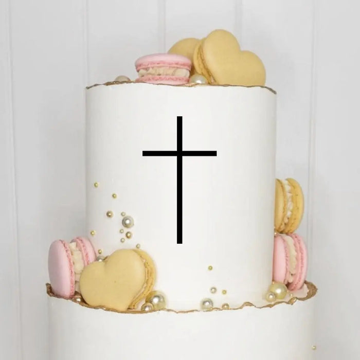 Cake Topper (Kreuz) Charm, Acryl/Holz, Taufe, Kommunion, Konfirmation, Firmung, Tortenstecker, Torte, Kuchen, Stecker, Deko, Caketopper becline