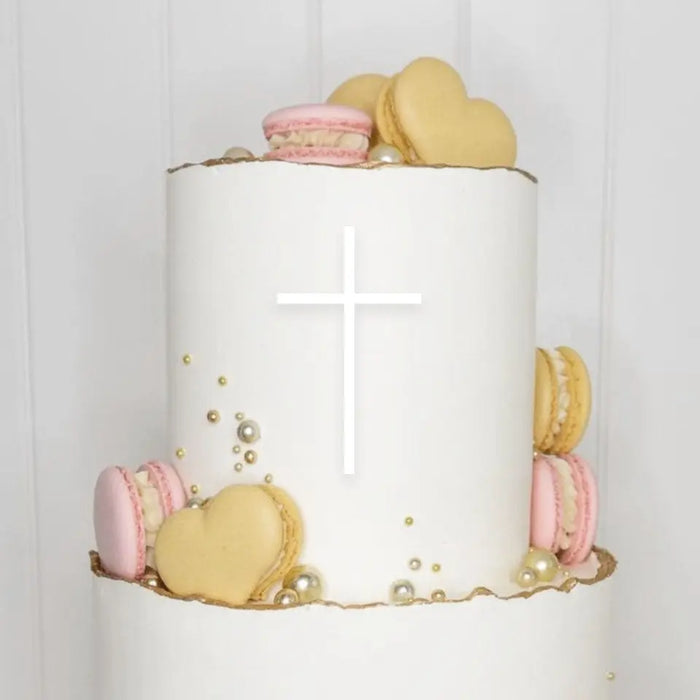 Cake Topper (Kreuz) Charm, Acryl/Holz, Taufe, Kommunion, Konfirmation, Firmung, Tortenstecker, Torte, Kuchen, Stecker, Deko, Caketopper becline