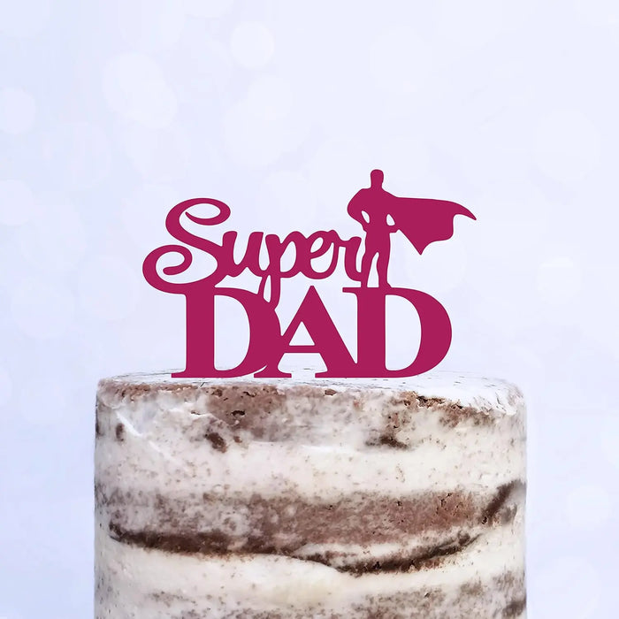 Cake Topper (Super DAD) Acryl/Holz, Tortenstecker, Tortenfigur, Tortendeko, Torte, Tortenständer, Geburtstag, Vatertag (Beere)
