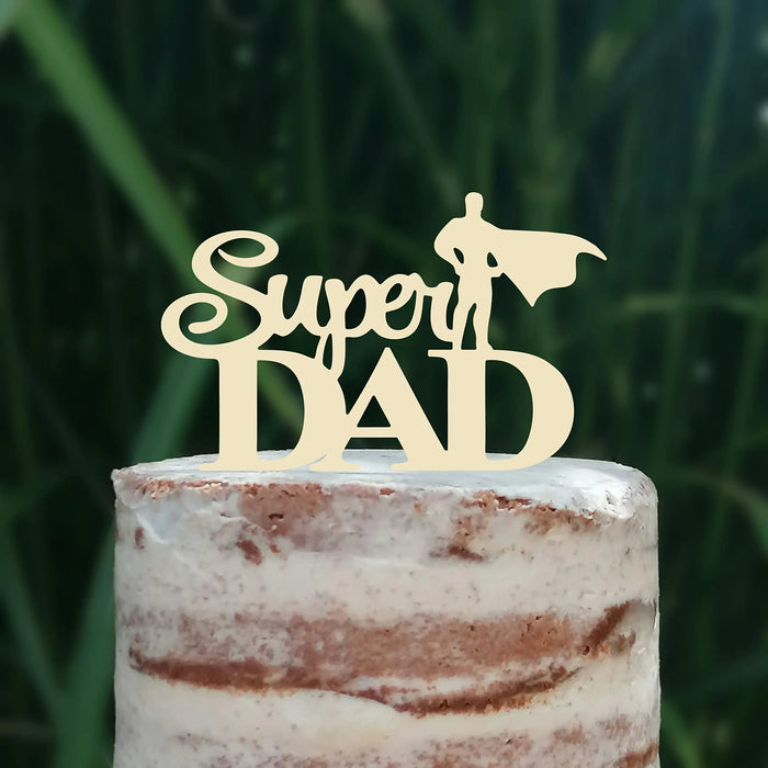 Cake Topper (Super DAD) Acryl/Holz, Tortenstecker, Tortenfigur, Tortendeko, Torte, Tortenständer, Geburtstag, Vatertag (Beere)