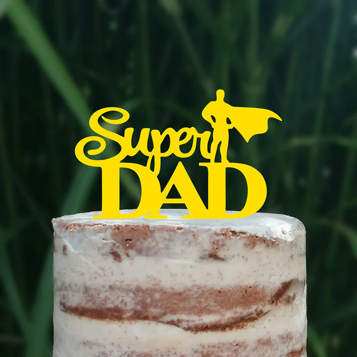 Cake Topper (Super DAD) Acryl/Holz, Tortenstecker, Tortenfigur, Tortendeko, Torte, Tortenständer, Geburtstag, Vatertag (Beere)
