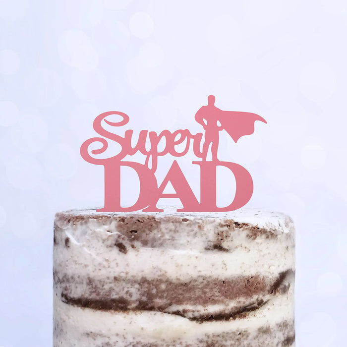 Cake Topper (Super DAD) Acryl/Holz, Tortenstecker, Tortenfigur, Tortendeko, Torte, Tortenständer, Geburtstag, Vatertag (Beere)