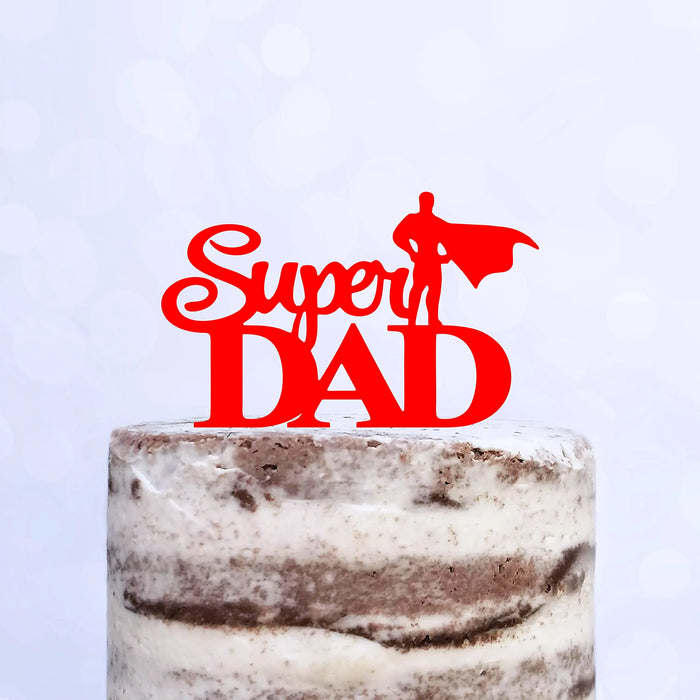 Cake Topper (Super DAD) Acryl/Holz, Tortenstecker, Tortenfigur, Tortendeko, Torte, Tortenständer, Geburtstag, Vatertag (Beere)