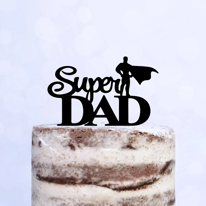Cake Topper (Super DAD) Acryl/Holz, Tortenstecker, Tortenfigur, Tortendeko, Torte, Tortenständer, Geburtstag, Vatertag (Beere)