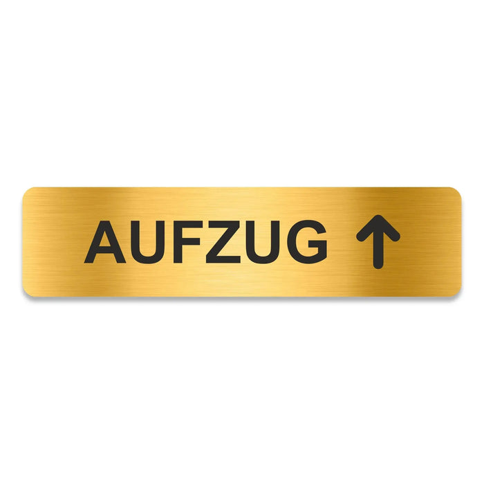 Blacked LaserTEC Leitsysteme - Acryl Schild - Eckig 4 x 16 cm - Selbstklebend - Gold gebürstet - Metall-Optik - UV beständig - Für Innen und Außen (Achtung)