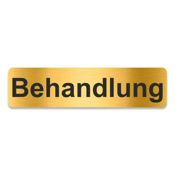 Blacked LaserTEC Leitsysteme - Acryl Schild - Eckig 4 x 16 cm - Selbstklebend - Gold gebürstet - Metall-Optik - UV beständig - Für Innen und Außen (Achtung)