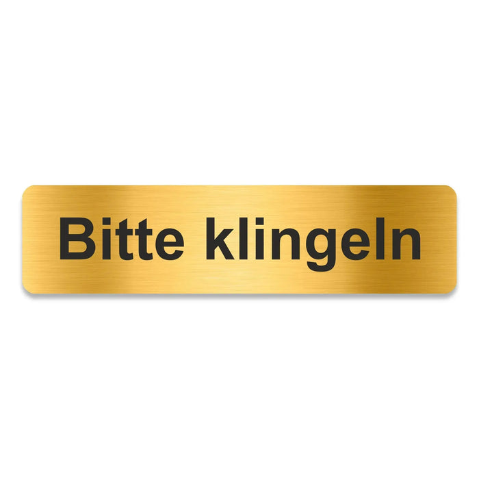 Blacked LaserTEC Leitsysteme - Acryl Schild - Eckig 4 x 16 cm - Selbstklebend - Gold gebürstet - Metall-Optik - UV beständig - Für Innen und Außen (Achtung)