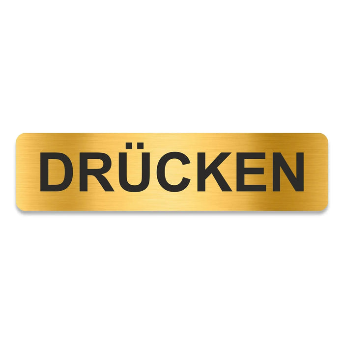 Blacked LaserTEC Leitsysteme - Acryl Schild - Eckig 4 x 16 cm - Selbstklebend - Gold gebürstet - Metall-Optik - UV beständig - Für Innen und Außen (Achtung)