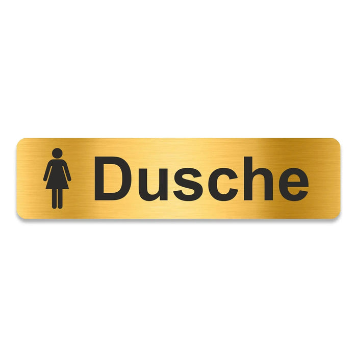 Blacked LaserTEC Leitsysteme - Acryl Schild - Eckig 4 x 16 cm - Selbstklebend - Gold gebürstet - Metall-Optik - UV beständig - Für Innen und Außen (Achtung)