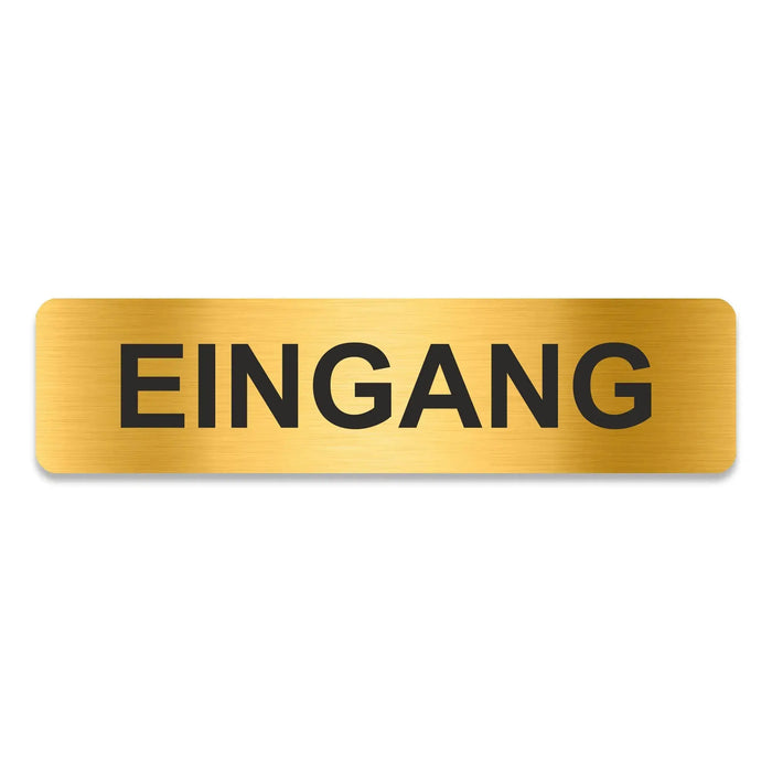 Blacked LaserTEC Leitsysteme - Acryl Schild - Eckig 4 x 16 cm - Selbstklebend - Gold gebürstet - Metall-Optik - UV beständig - Für Innen und Außen (Achtung)