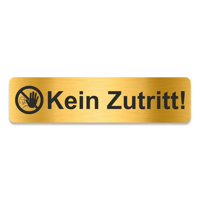 Blacked LaserTEC Leitsysteme - Acryl Schild - Eckig 4 x 16 cm - Selbstklebend - Gold gebürstet - Metall-Optik - UV beständig - Für Innen und Außen (Achtung)