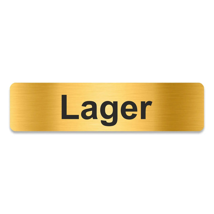 Blacked LaserTEC Leitsysteme - Acryl Schild - Eckig 4 x 16 cm - Selbstklebend - Gold gebürstet - Metall-Optik - UV beständig - Für Innen und Außen (Achtung)