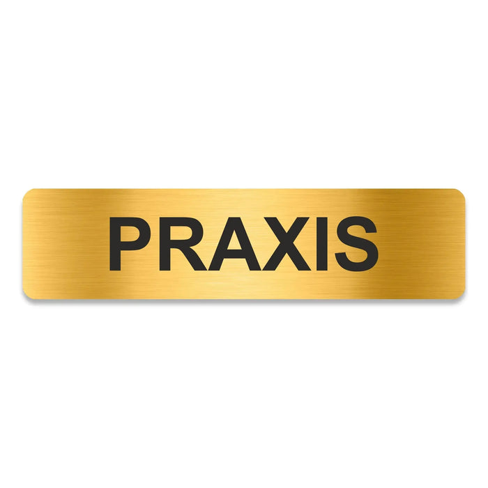 Blacked LaserTEC Leitsysteme - Acryl Schild - Eckig 4 x 16 cm - Selbstklebend - Gold gebürstet - Metall-Optik - UV beständig - Für Innen und Außen (Achtung)
