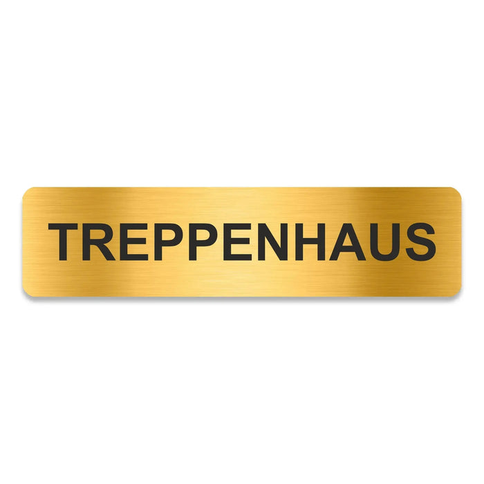 Blacked LaserTEC Leitsysteme - Acryl Schild - Eckig 4 x 16 cm - Selbstklebend - Gold gebürstet - Metall-Optik - UV beständig - Für Innen und Außen (Achtung)