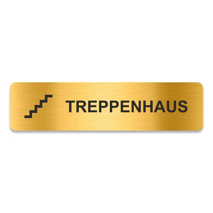 Blacked LaserTEC Leitsysteme - Acryl Schild - Eckig 4 x 16 cm - Selbstklebend - Gold gebürstet - Metall-Optik - UV beständig - Für Innen und Außen (Achtung)