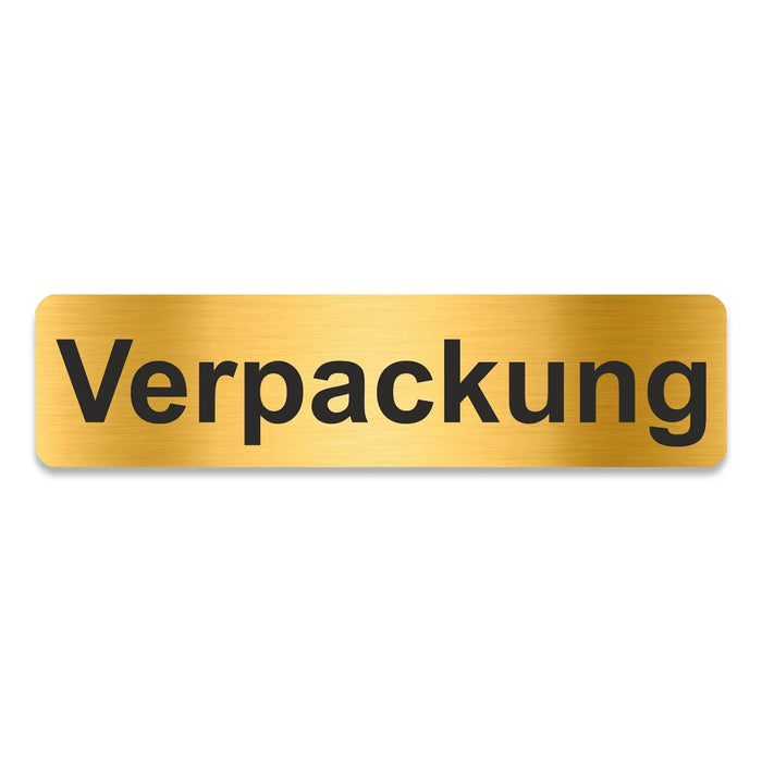 Blacked LaserTEC Leitsysteme - Acryl Schild - Eckig 4 x 16 cm - Selbstklebend - Gold gebürstet - Metall-Optik - UV beständig - Für Innen und Außen (Achtung)