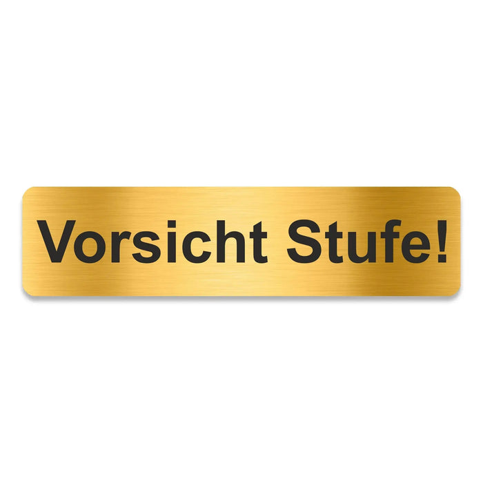 Blacked LaserTEC Leitsysteme - Acryl Schild - Eckig 4 x 16 cm - Selbstklebend - Gold gebürstet - Metall-Optik - UV beständig - Für Innen und Außen (Achtung)