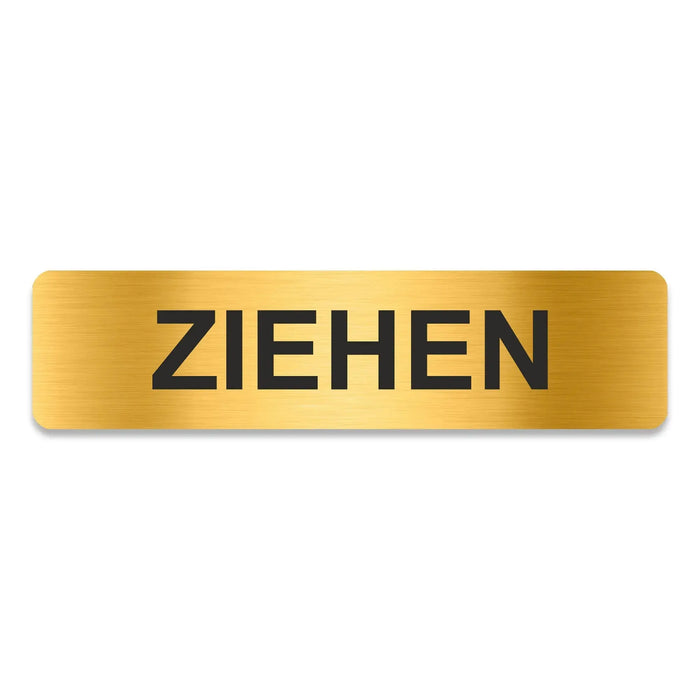 Blacked LaserTEC Leitsysteme - Acryl Schild - Eckig 4 x 16 cm - Selbstklebend - Gold gebürstet - Metall-Optik - UV beständig - Für Innen und Außen (Achtung)