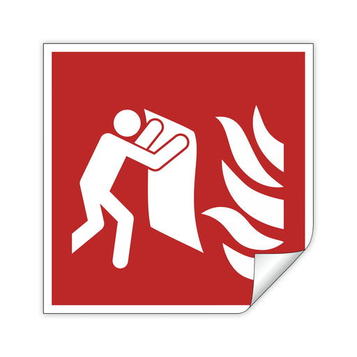 Schild Feuerlöschdecke F016 - ASR A1.3 - DIN EN ISO 7010 - Brandschutzzeichen für Innen und Aussen - PVC selbstklebend becline