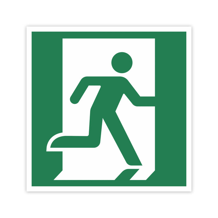 Schild Rettungszeichen 100x100mm - DIN EN ISO 7010 - ASR A1.3-10x10cm für Innen und Aussen - PVC Aufkleber - selbstklebend becline