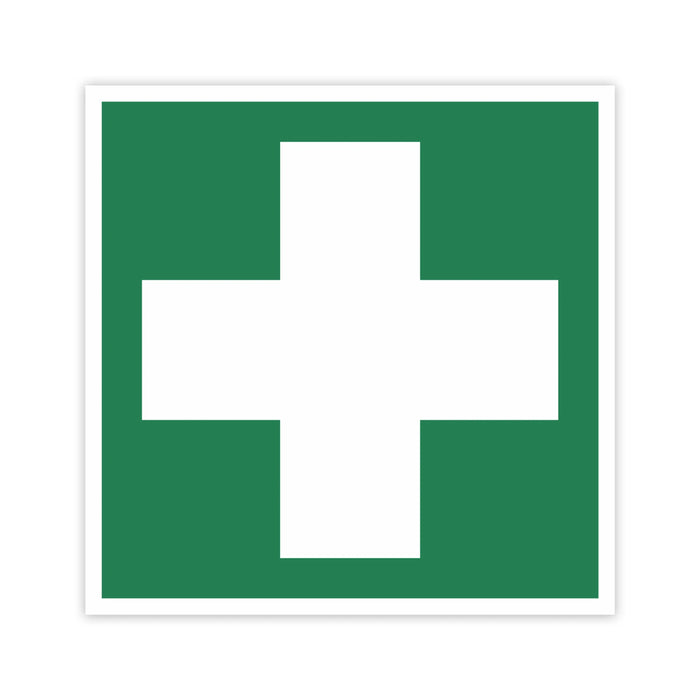 Schild Rettungszeichen 100x100mm - DIN EN ISO 7010 - ASR A1.3-10x10cm für Innen und Aussen - PVC Aufkleber - selbstklebend becline