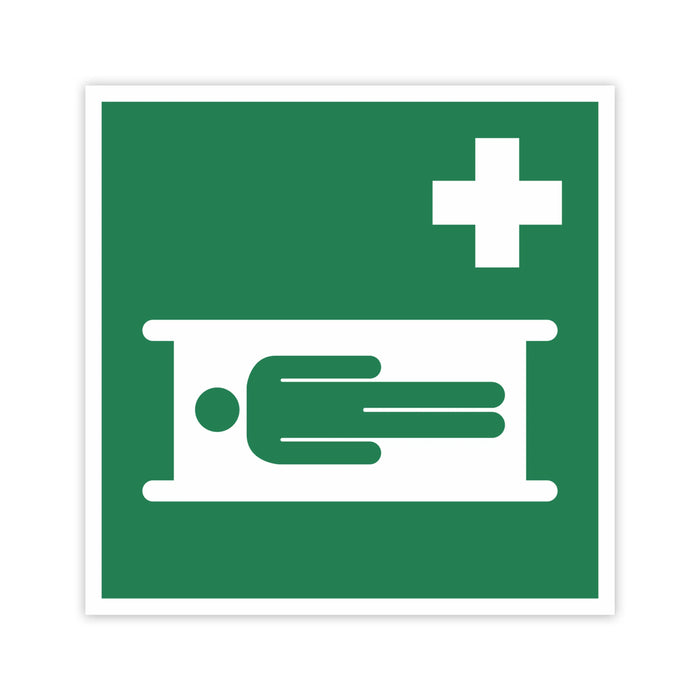 Schild Rettungszeichen 100x100mm - DIN EN ISO 7010 - ASR A1.3-10x10cm für Innen und Aussen - PVC Aufkleber - selbstklebend becline