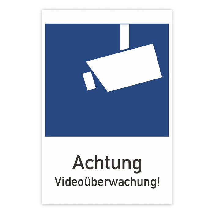 Schild Videoüberwachung 100mm - DIN 33450-10cm für Innen und Aussen - PVC Aufkleber - selbstklebend (Symbol, 1 Stück)
