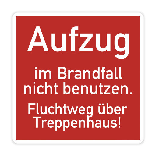 Schild "Aufzug im Brandfall nicht benutzen" - DIN 4066 - Schild für Innen und Aussen - PVC Aufkleber - selbstklebend becline